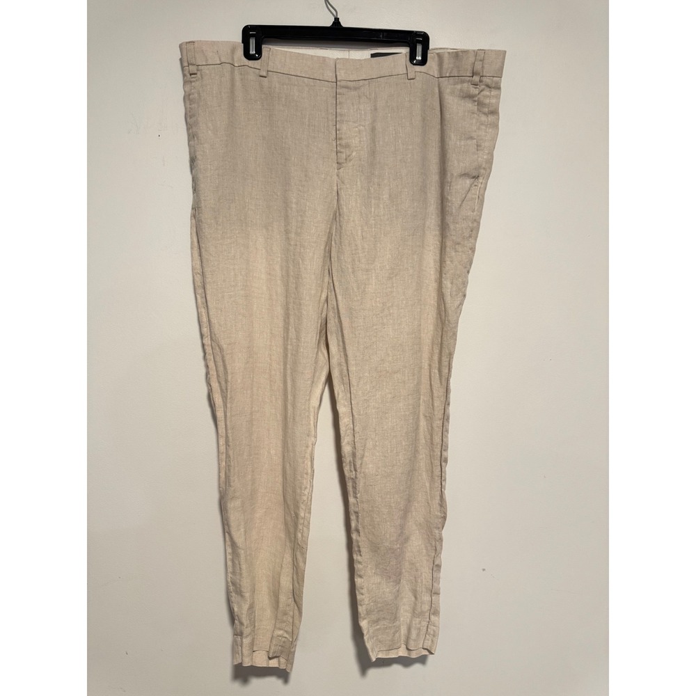 H&M Slim Fit 100% Linen Trousers Mens 46R Beige Tan Lightweight Summer Pants